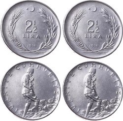 1976 Yılı 2½ Lira (Ters-Düz Takım) - ÇÇT TCM3200 - Gökçekoleksiyon