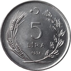 1976 Yılı 5 Lira FAO ÇİL *Kadının Süsü Kültür ve Erdem Olmalıdır* TCM2432 - 2