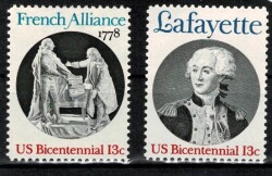 1977-1978 ABD (US) Bicentennial 13c Lafayette ve French Alliance 2'li Pul Lotu (MNH) PPT3011 - Gökçekoleksiyon