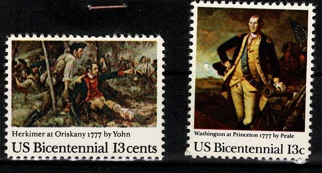1977 ABD (US) Bicentennial 13c Washington ve Oriskany 2'li Pul Lotu (MNH PPT3013 - 1