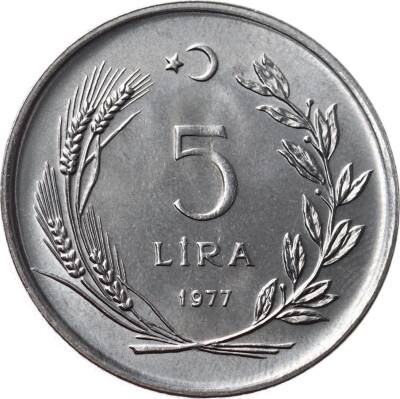 1977 - F.A.O. 5 Lira (Herkese Ekmek ve Konut) ÇİL TCH435 - 2
