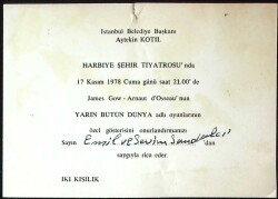 1978 İstanbul Belediye Başkanı Aytekin Kotil Yarın Bütün Dünya Oyunu Davetiyesi - Emil Galip Sandalcı ya EFM(N)11498 - Gökçekoleksiyon