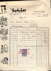 1978 Tekin Kırtasiye (Gültekin Camgöz) Antetli Damga Pullu Fatura EFM(N)10921 - Gökçekoleksiyon