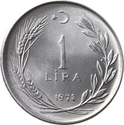 1978 Yılı 1 Lira (Ters) - ÇİL TCM3279 - Gökçekoleksiyon
