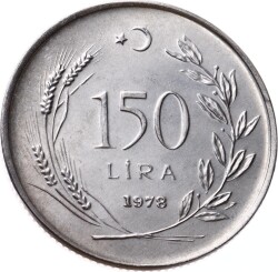 1978 - 150 Lira Gümüş FAO ÇİL *Saban Kılıçtan Üstündür* TCM3349 - Gökçekoleksiyon
