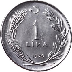 1979 Yılı 1 Lira (Ters) - ÇİL TCM3277 - Gökçekoleksiyon