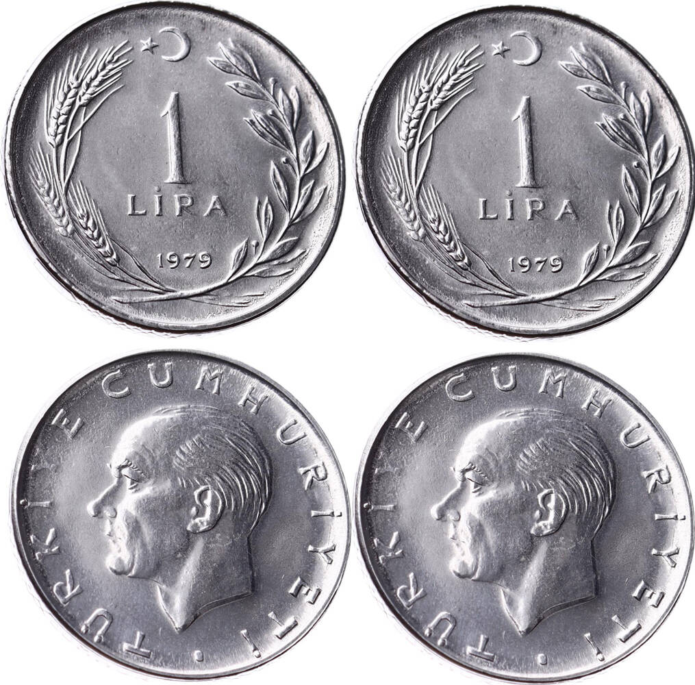 1979 Yılı 1 Lira (Ters - Düz Takım) - ÇİL TCM3275 - 1