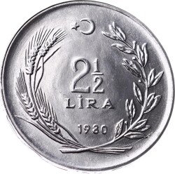1980 Yılı 2½ Lira (Ters) - ÇİL TCM3283 - Gökçekoleksiyon