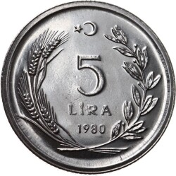 1980 - 5 Lira FAO ÇİL *Kalkınma İçin Balıkçılık* TCM2433 - 2