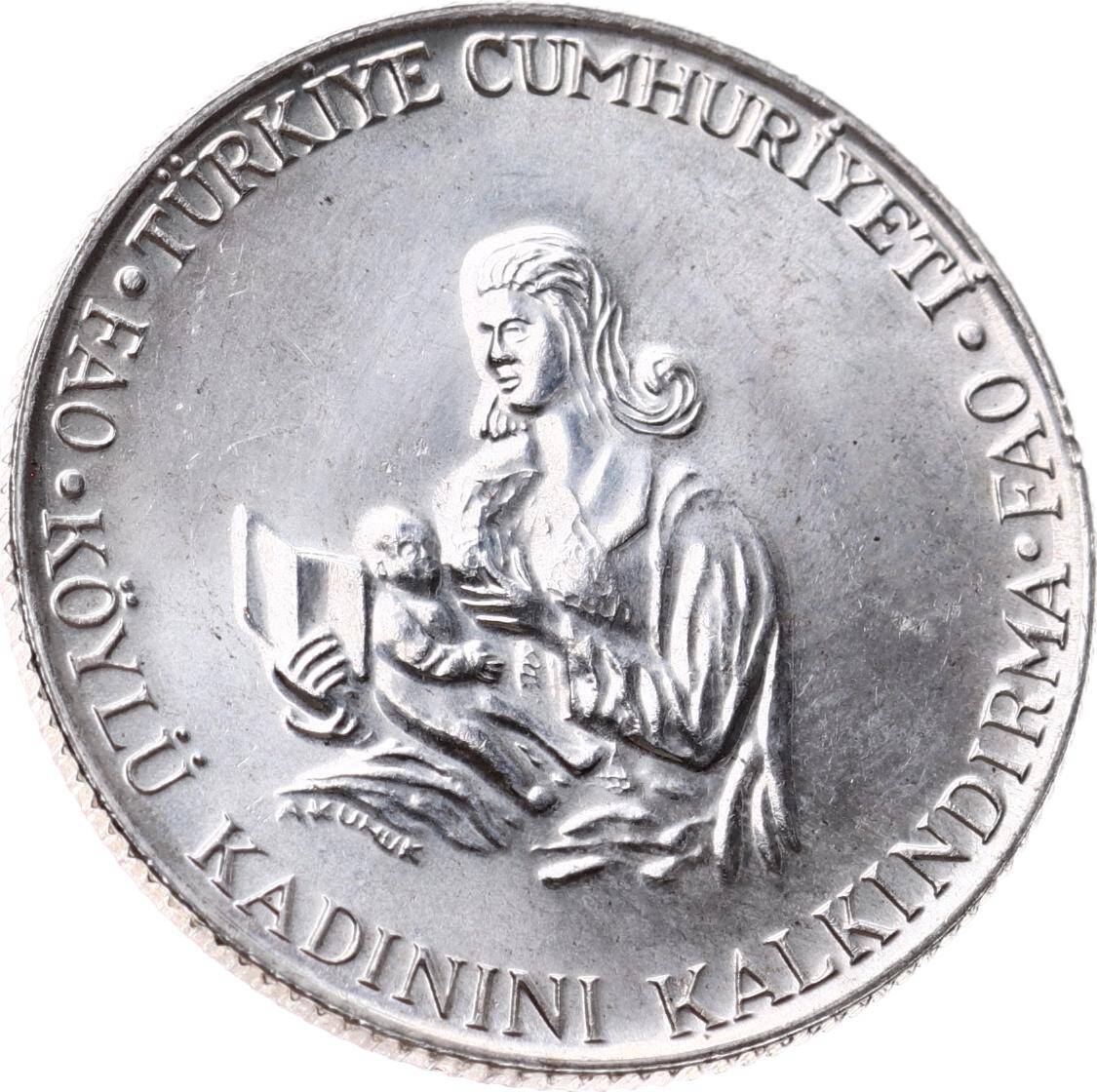 1980 - 500 Lira FAO *Köylü Kadını Kalkındırma* Gümüş (Tırtıllı Kenar) - ÇİL TCH412 - 2