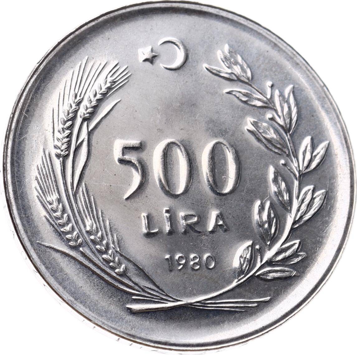 1980 - 500 Lira FAO *Köylü Kadını Kalkındırma* Gümüş (Düz) ÇİL TCH414 - 1