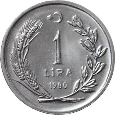 1980 Yılı 1 Lira (Ters) - ÇİL TCM3278 - 1