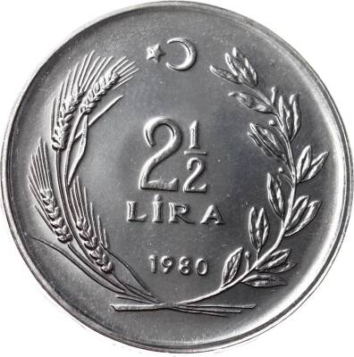 1980 Yılı 2½ Lira ÇİL (Düz) TCM2452 - 1