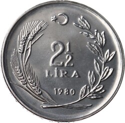 1980 Yılı 2½ Lira FAO ÇİL *Kalkınma İçin Balıkçılık* (Ters) TCM2435 - 2
