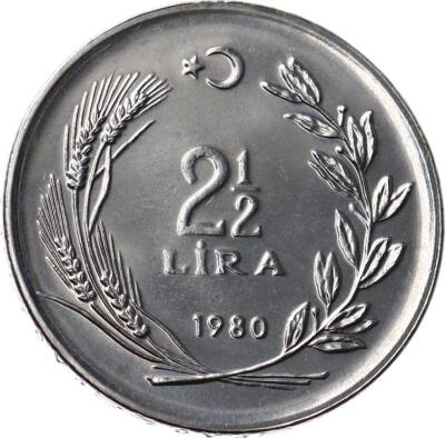 1980 Yılı 2½ Lira FAO ÇİL *Kalkınma İçin Balıkçılık* (Ters) TCM2435 - 2