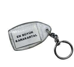 1980ler Siyah Beyaz Slogan Yazılı Anahtarlık AKS1687 - 2