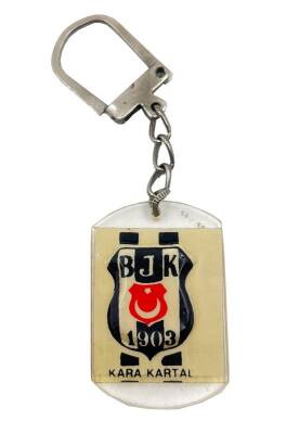 1980ler Siyah Beyaz Slogan Yazılı Anahtarlık AKS1698 - 1