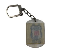 1980ler Siyah Beyaz Slogan Yazılı Anahtarlık AKS1698 - 2