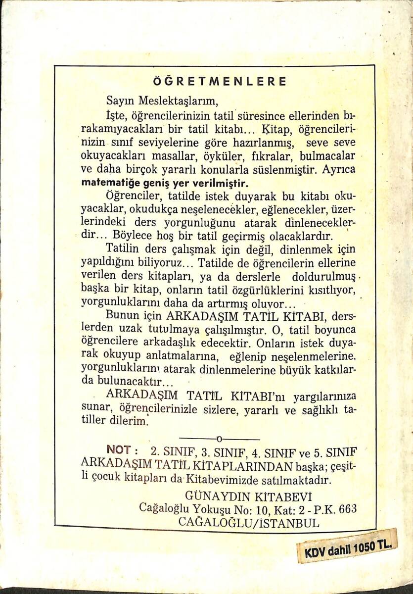 1980's 3.Sınıf Arkadaşım Tatil Kitabı NDR99949 - 3