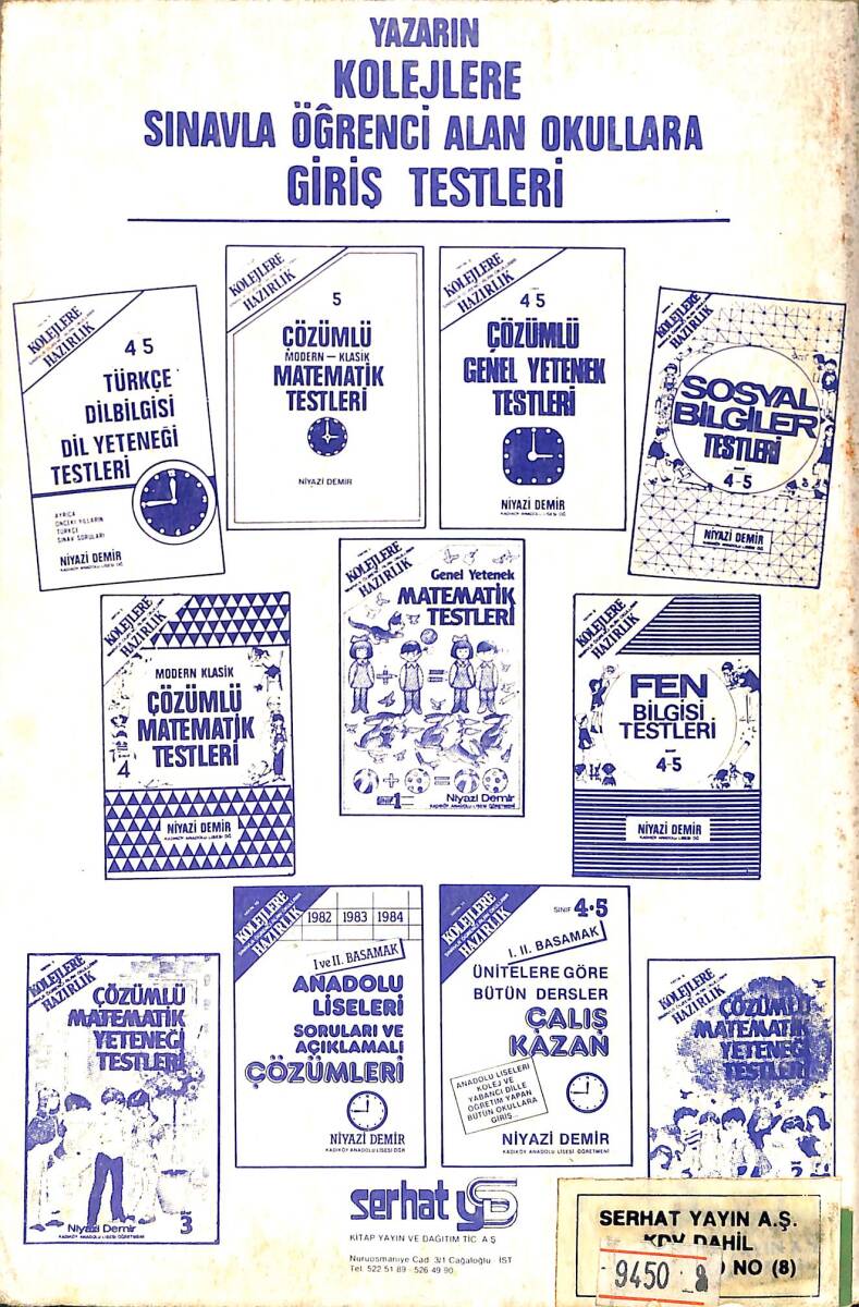 1980's 4-5.Sınıflar İçin Türkçe Dilbilgisi ve Dil Yeteneği Testleri Kolejlere Hazırlık NDR99921 - 3