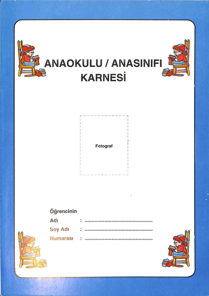 1980's Anaokulu-Anasınıfı Karnesi (Kullanılmamış) NDR101097 - 1
