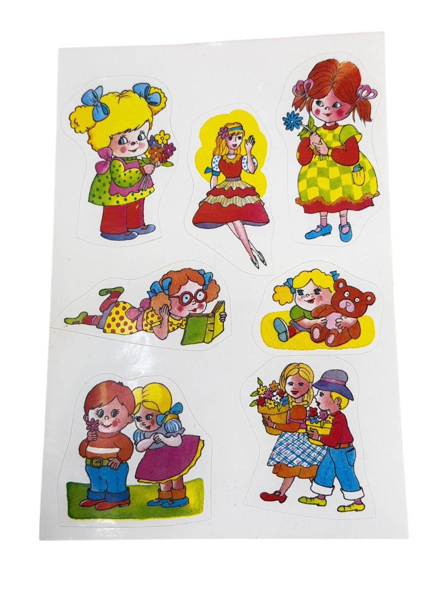 1980's Çocuk Figürlü Sheet Sticker Çıkartma AKS2108 - 1