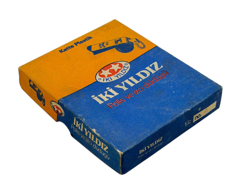 1980's İki Yıldız Kette Plâstik Polis Ve İzci Düdüğü (Sıfır Ürün) AOB5470 - 2