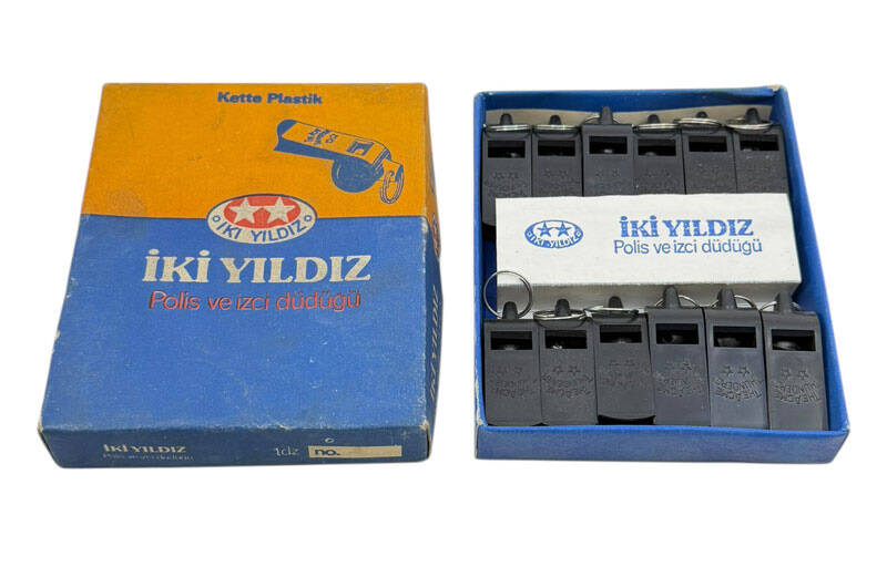 1980's İki Yıldız Kette Plâstik Polis Ve İzci Düdüğü (Sıfır Ürün) AOB5470 - 1