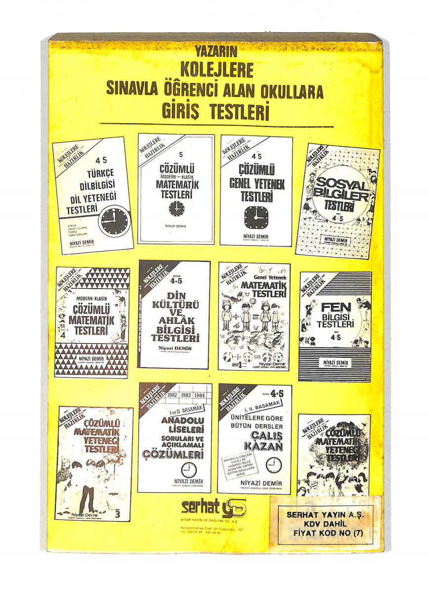 1980's İlkokul 3.Sınıf Çözümlü Matematik Yeteneği Testleri Kitabı NDR99672 - 3