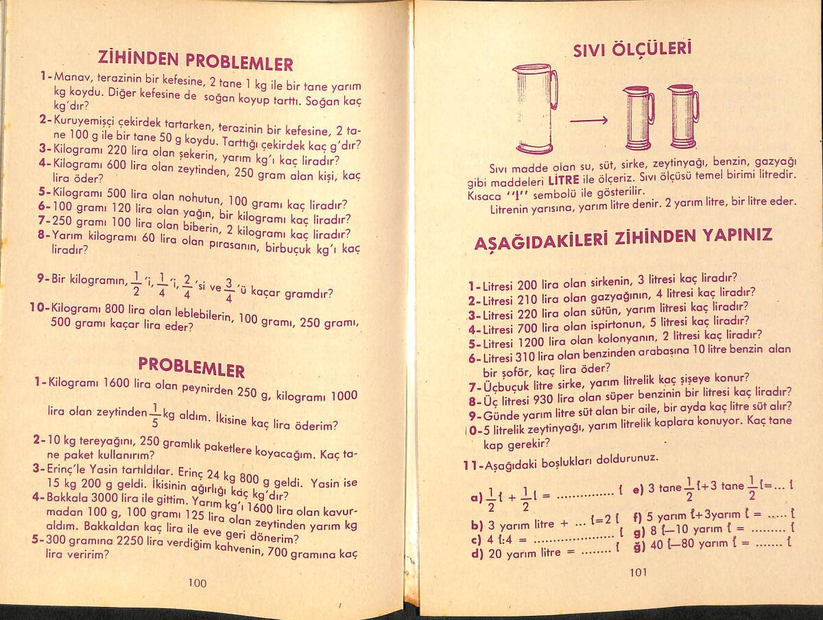 1980's İlkokul 3.sınıf Testli Açıklamalı Matematik Problemleri NDR99892 - 2