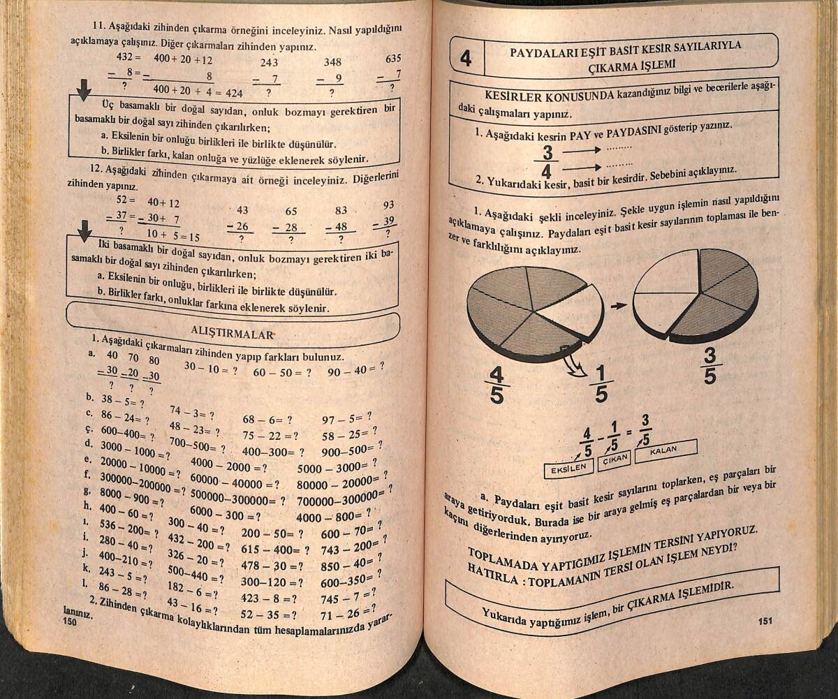 1980's İlkokul 4.Sınıf Matematik Ders Kitabı NDR99997 - 2