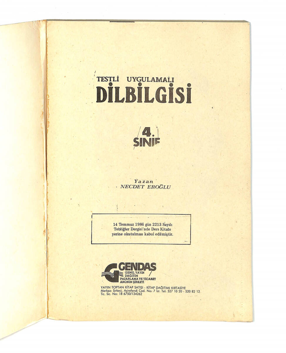 1980's İlkokul 4.Sınıf Testli-Uygulamalı Dilbilgisi Ders Kitabı NDR99664 - 2