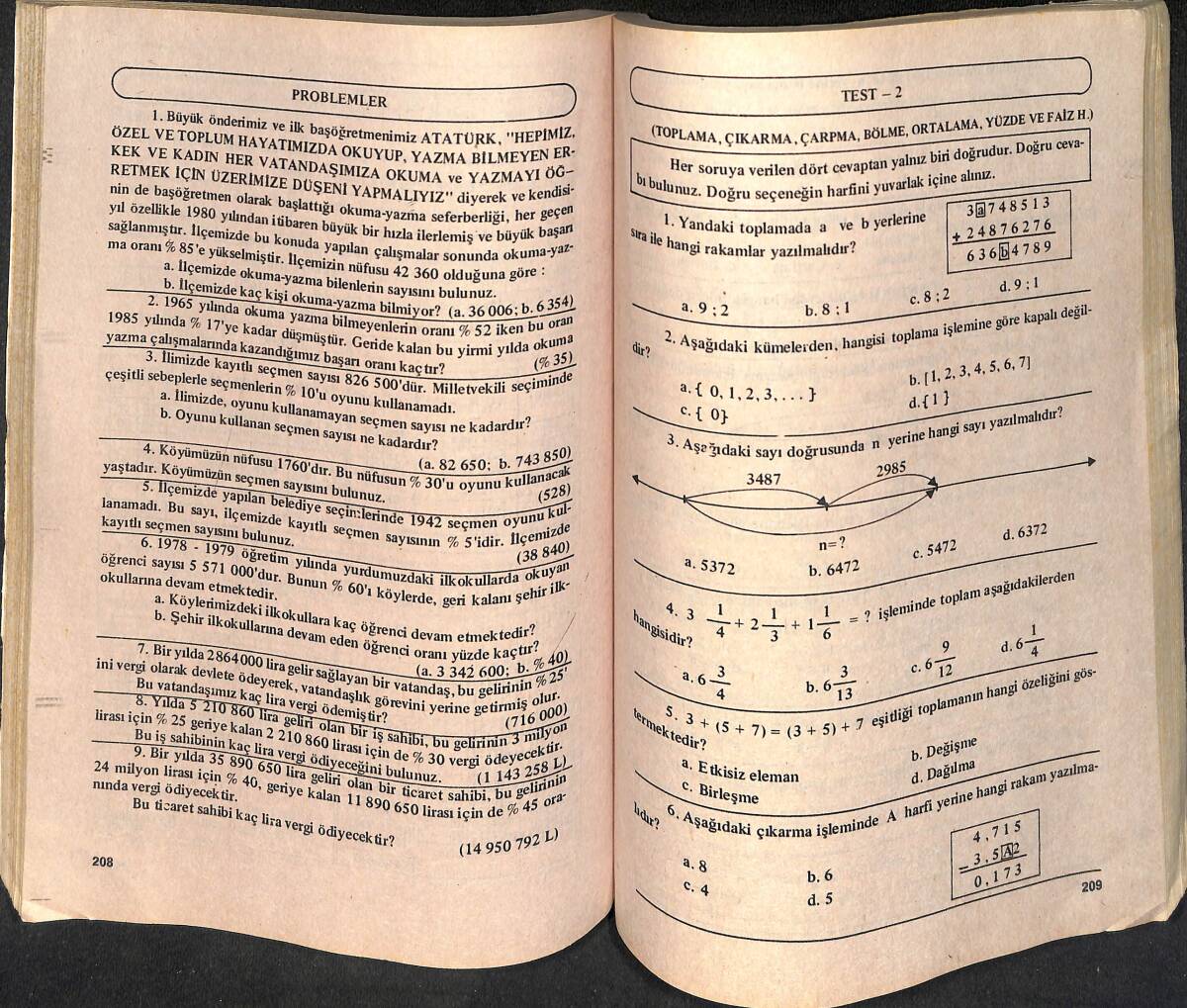 1980's İlkokul 5.Sınıf Matematik Ders Kitabı NDR99995 - 2