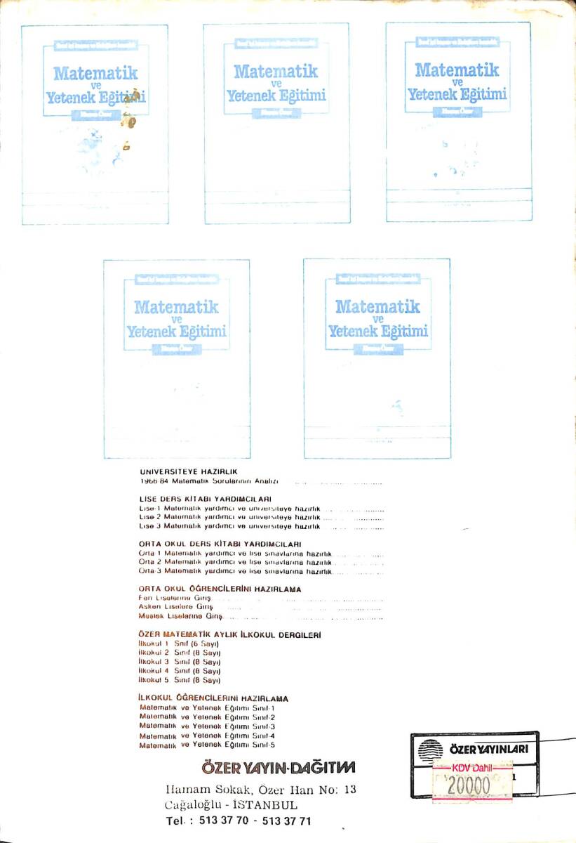 1980's İlkokul 5.Sınıf Matematik ve Yetenek Eğitimi Kitabı NDR99996 - 3