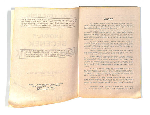 1980's İlkokul 5.Sınıf Seçenek Matematik Kitabı *Başarı Anahtarı* NDR99715 - 2
