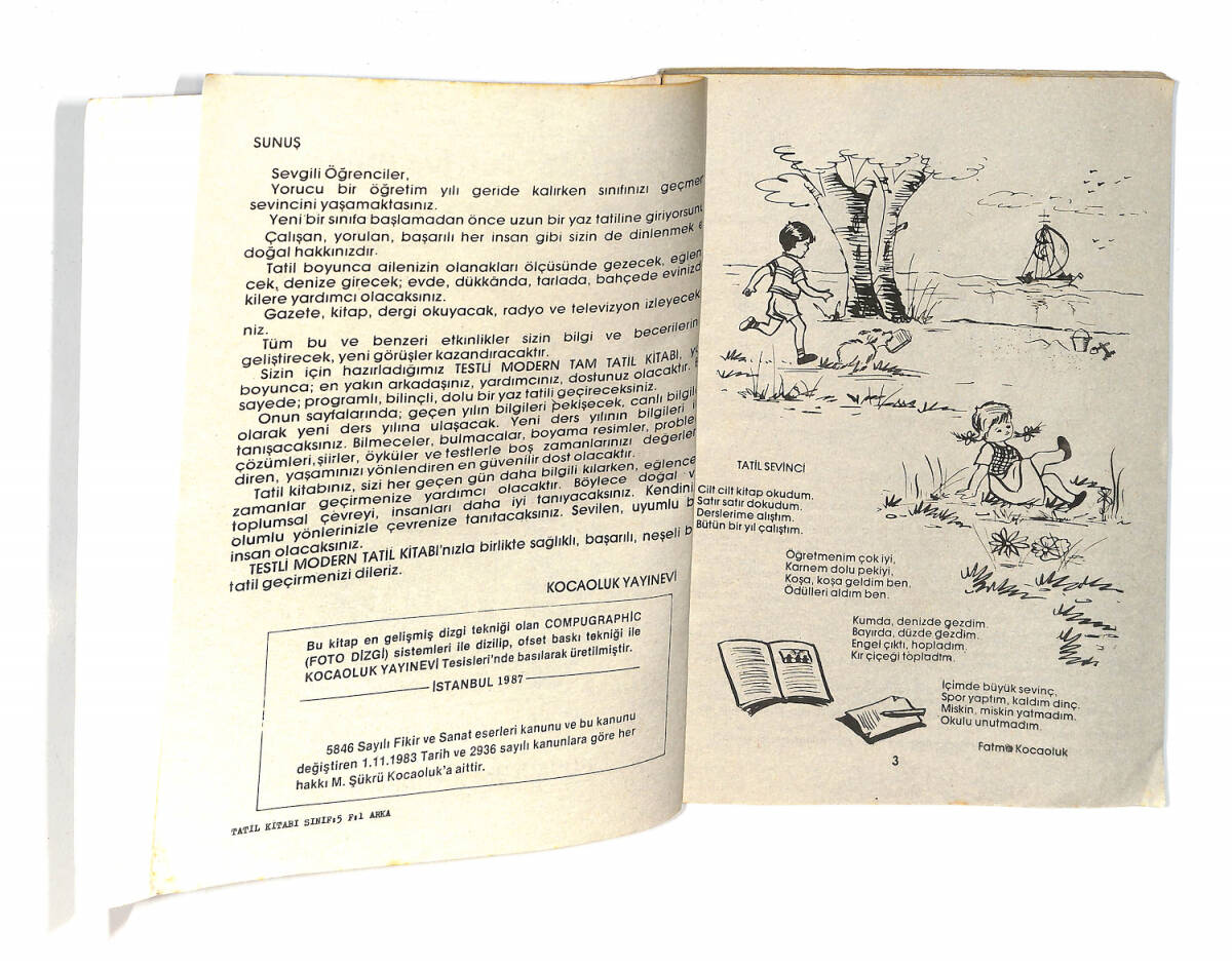 1980's İlkokul 5.Sınıf Testli Modern Tatil Kitabı NDR99693 - 2
