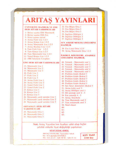 1980's Lise 1.Sınıf Yeni Programa Göre Arıtaş Fizik Ders Kitabı NDR99725 - 3