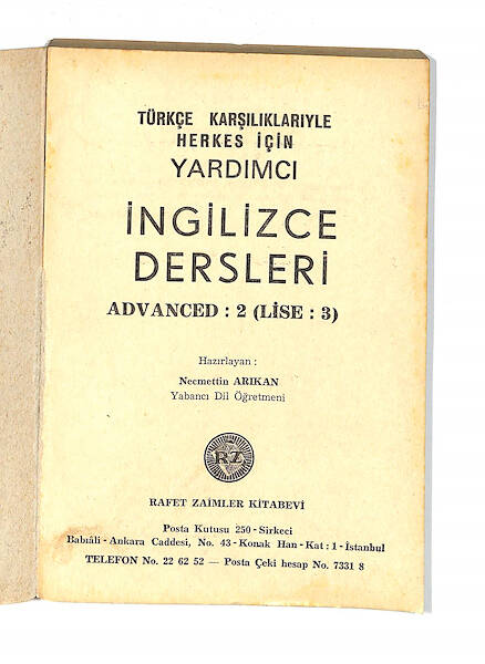 1980's Lise 3.Sınıf Türkçe Karşılıklarıyle Herkes İçin Yardımcı İngilizce Dersleri Kitabı NDR99776 - 2