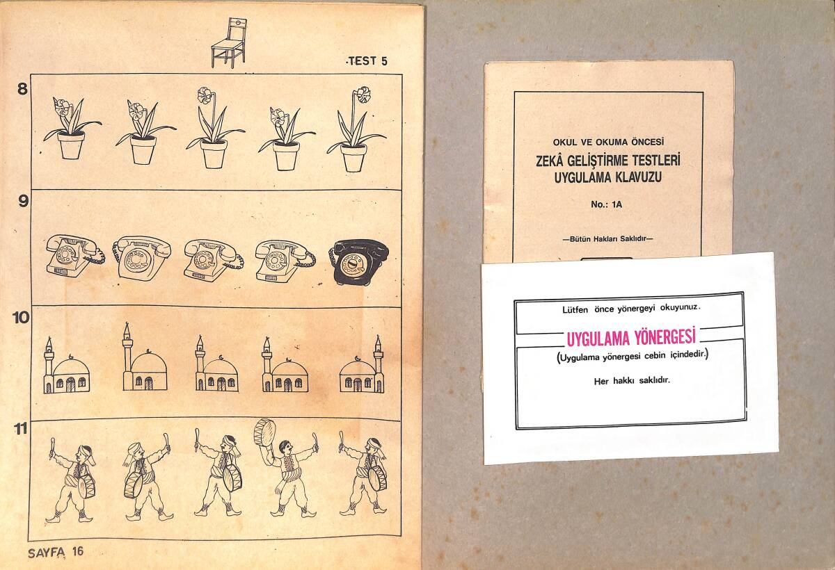 1980's Okul ve Okuma Öncesi Zeka Geliştirme Testleri 5-7 Yaş Benzerlik-Farklılık Kavramı Boyama Kitabı No: 1A NDR100554 - 2