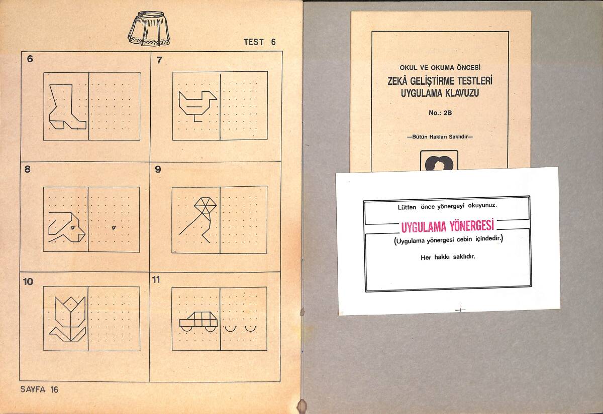 1980's Okul ve Okuma Öncesi Zeka Geliştirme Testleri 5-7 Yaş Bütün-Parça Kavramı Boyama Kitabı No: 2B NDR100551 - 2