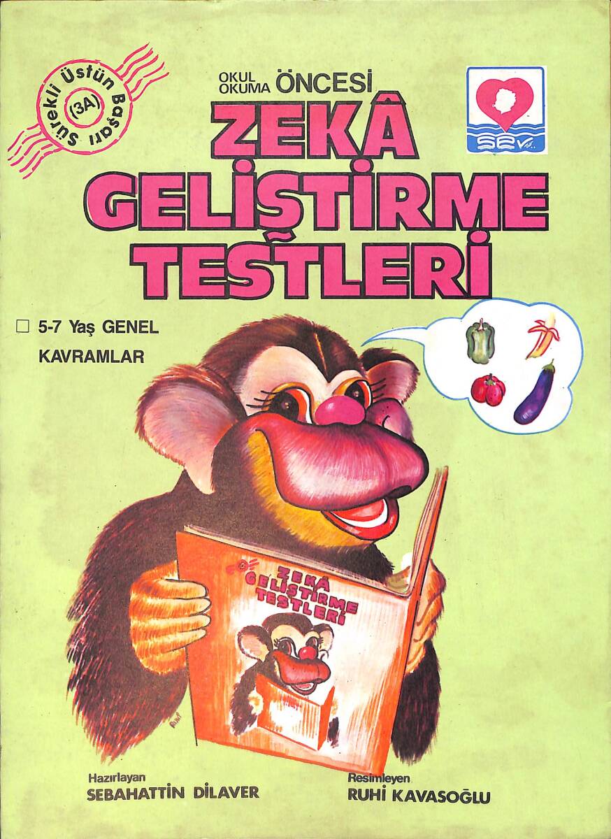 1980's Okul ve Okuma Öncesi Zeka Geliştirme Testleri 5-7 Yaş Genel Kavramlar Boyama Kitabı No: 3A NDR100550 - 1