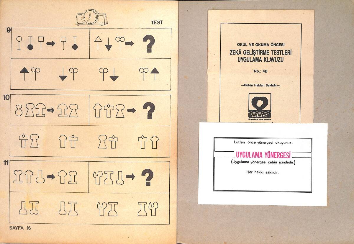 1980's Okul ve Okuma Öncesi Zeka Geliştirme Testleri 5-7 Yaş İlişki Kurma Boyama Kitabı No: 4B NDR100547 - 2