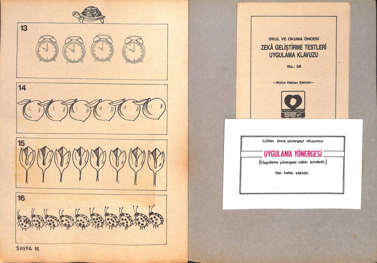 1980's Okul ve Okuma Öncesi Zeka Geliştirme Testleri 5-7 Yaş Sayı Kavramı Boyama Kitabı No: 5A NDR100545 - 2