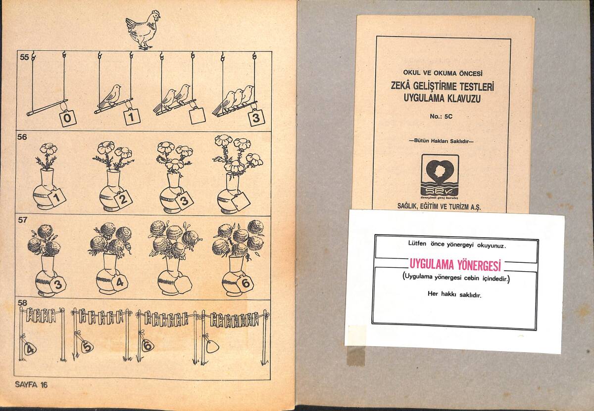 1980's Okul ve Okuma Öncesi Zeka Geliştirme Testleri 5-7 Yaş Sayı Kavramı Boyama Kitabı No: 5C NDR100546 - 2