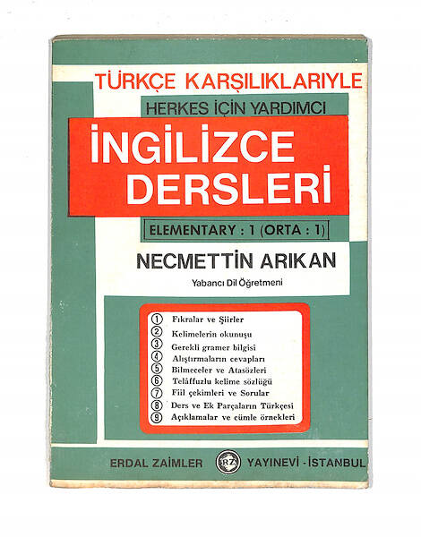 1980's Ortaokul 1.Sınıf Türkçe Karşılıklarıyle Herkes İçin Yardımcı İngilizce Dersleri Kitabı NDR99750 - 1