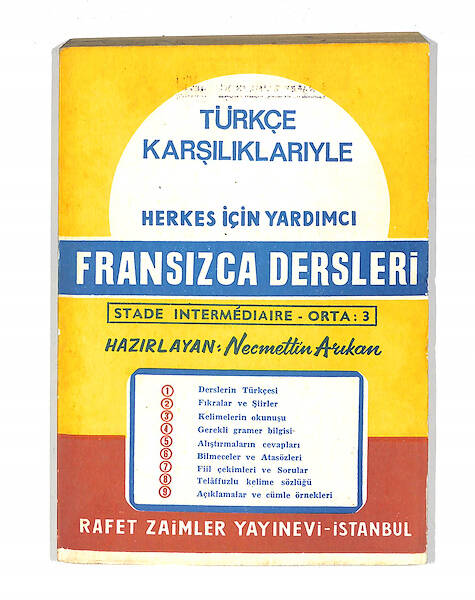 1980's Ortaokul 3.Sınıf Türkçe Karşılıklarıyle Fransızca Dersleri Kitabı NDR99733 - 1
