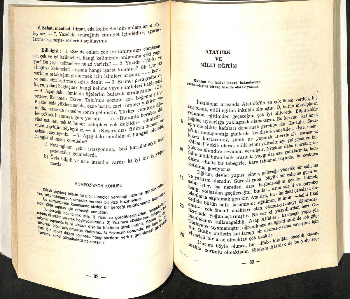 1980's Ortaokullar İçin 2.sınıf Türkçe Ders Kitabı NDR99904 - 2