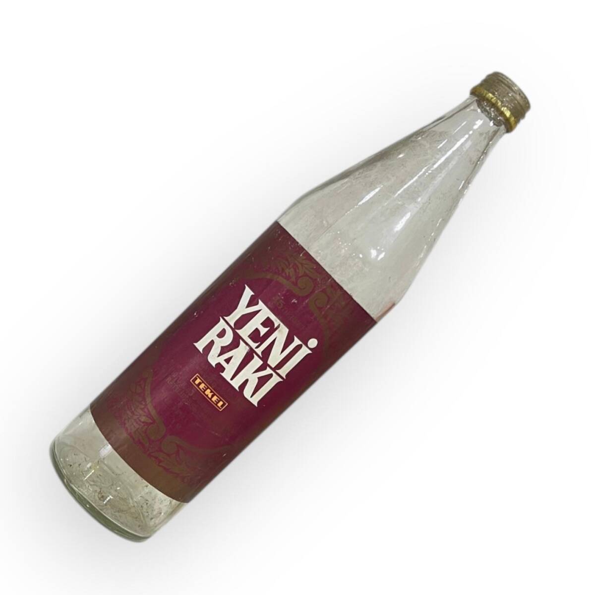 1980s Tekel Yeni Rakı Kırmızı Etiket 70cl 1800 Lira Boş Şişe #AOB5142 - 1