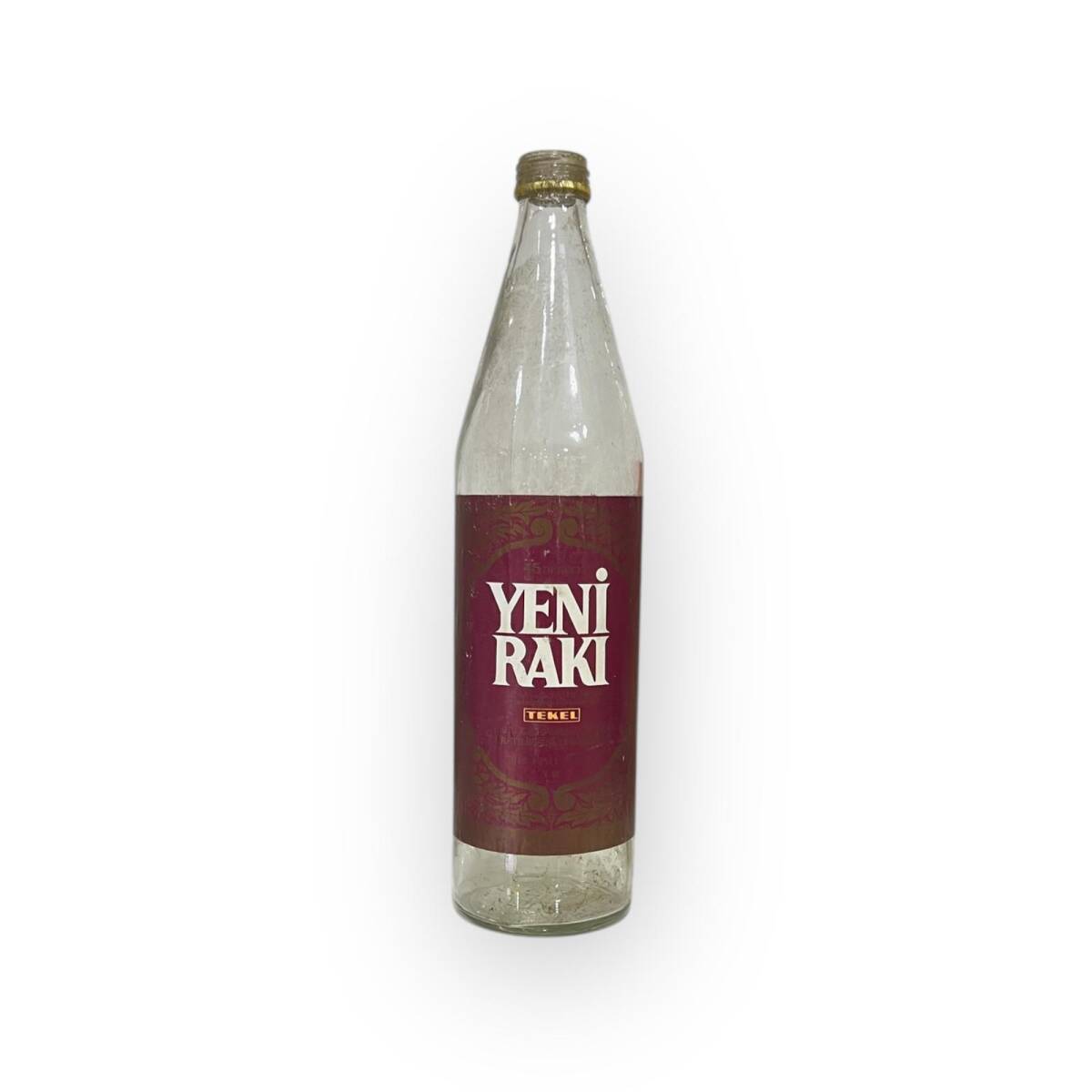 1980s Tekel Yeni Rakı Kırmızı Etiket 70cl 1800 Lira Boş Şişe #AOB5142 - 2