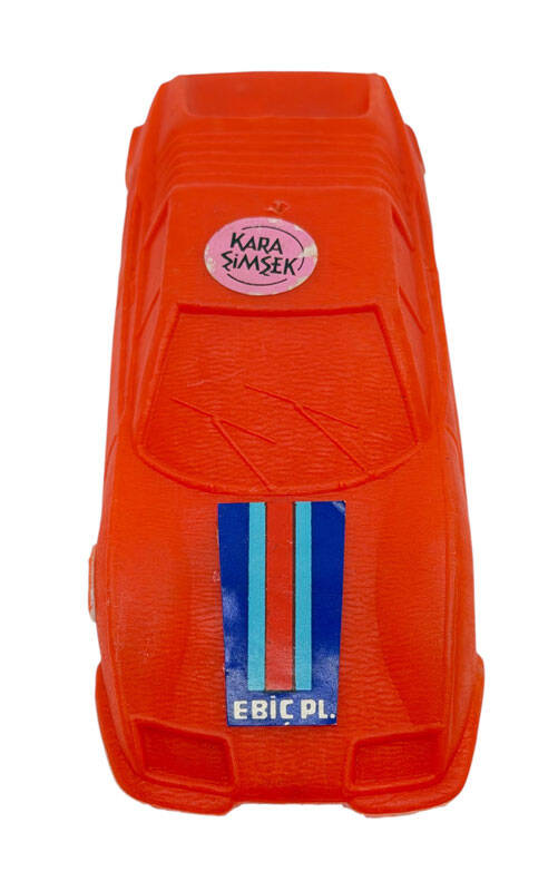 1980's Türk Malı Ebiç Üfleme Plâstik Oyuncak Telli Kara Şimşek Araba AOB5442 - 2
